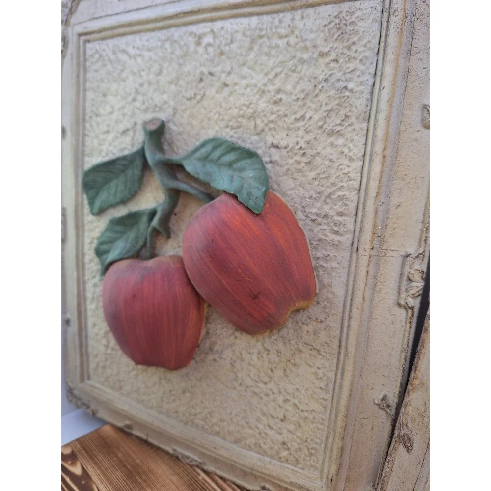 Painted 3-D Wall Decor Art Fruit Plaques Set Of 2 10